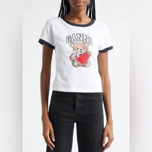 GANNI Teddy Bear Organic Cotton Graphic T-Shirt | Size Small